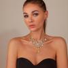 Elegant Rhinestone Floral Jewelry Set: European & American Bride Necklace & Earrings for High-End Parties