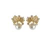 Flower earrings~ Japan and Korea flower pearl stud earrings copper inlaid zircon light luxury high-end ear clips without ear holes mosquito coil disc