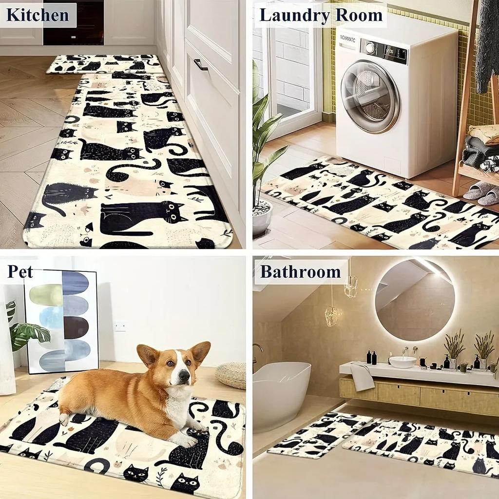 1PC Beach&Wave Pattern Door Mats Kitchen Rugs Non-Slip Pop Design Living Room Rugs Bath Mat Carpet for Home Sink Laundry Decor