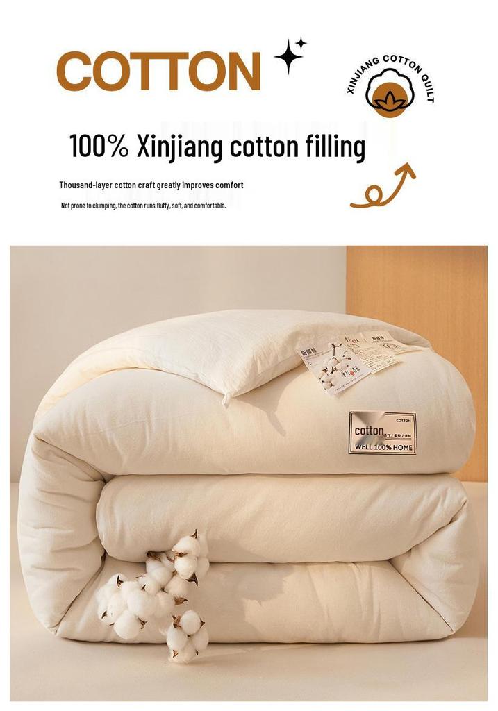 Winter & Summer Quilt: Xinjiang Long-staple Cotton, Thick, Pure Cotton Wadding, All-Season Use