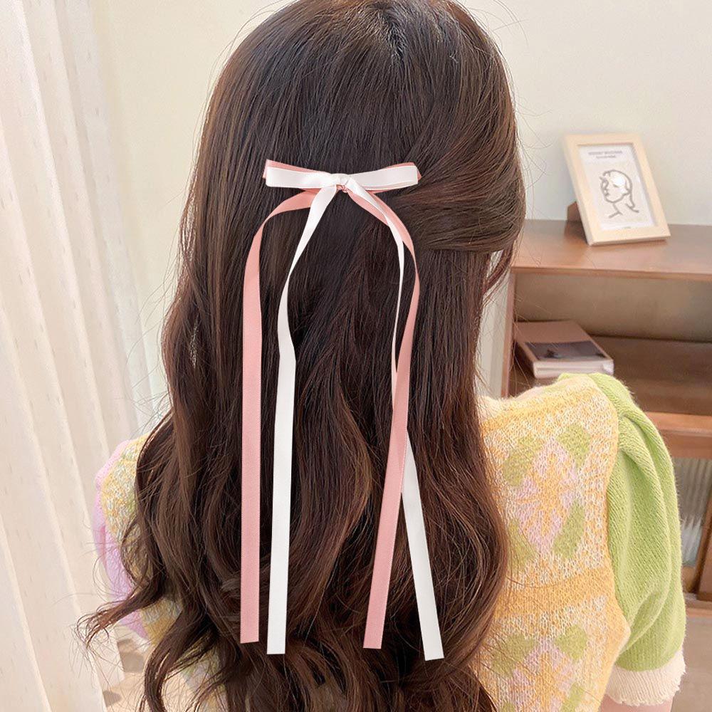 2 Stück Koreanische Spitze Weiß Schleife Band Haarspange für Frauen Schleife Haarnadeln Haarnadel Kopfschmuck Geschenk Zarte Pferdeschwanz Seitenaccessoires