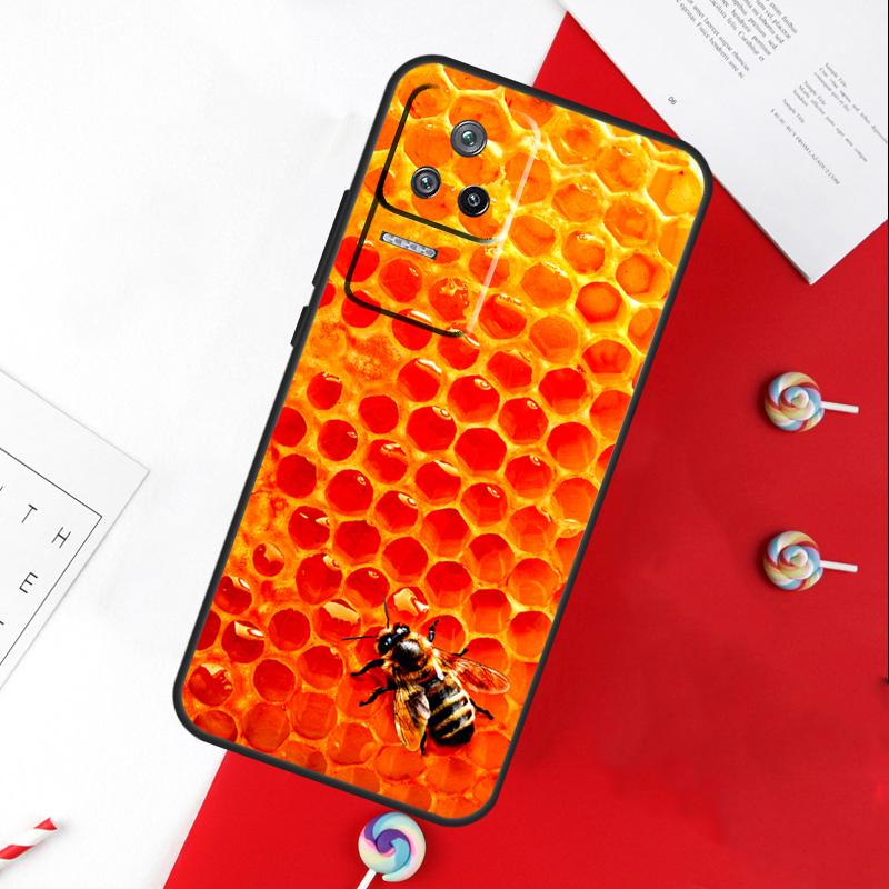 Golden Honeycomb Honey Bee Cover For Xiaomi 11T 12T 13T 14T Pro 13 14 15 Ultra POCO X7 Pro X3 X5 X6 F5 F6 M6 Pro Case