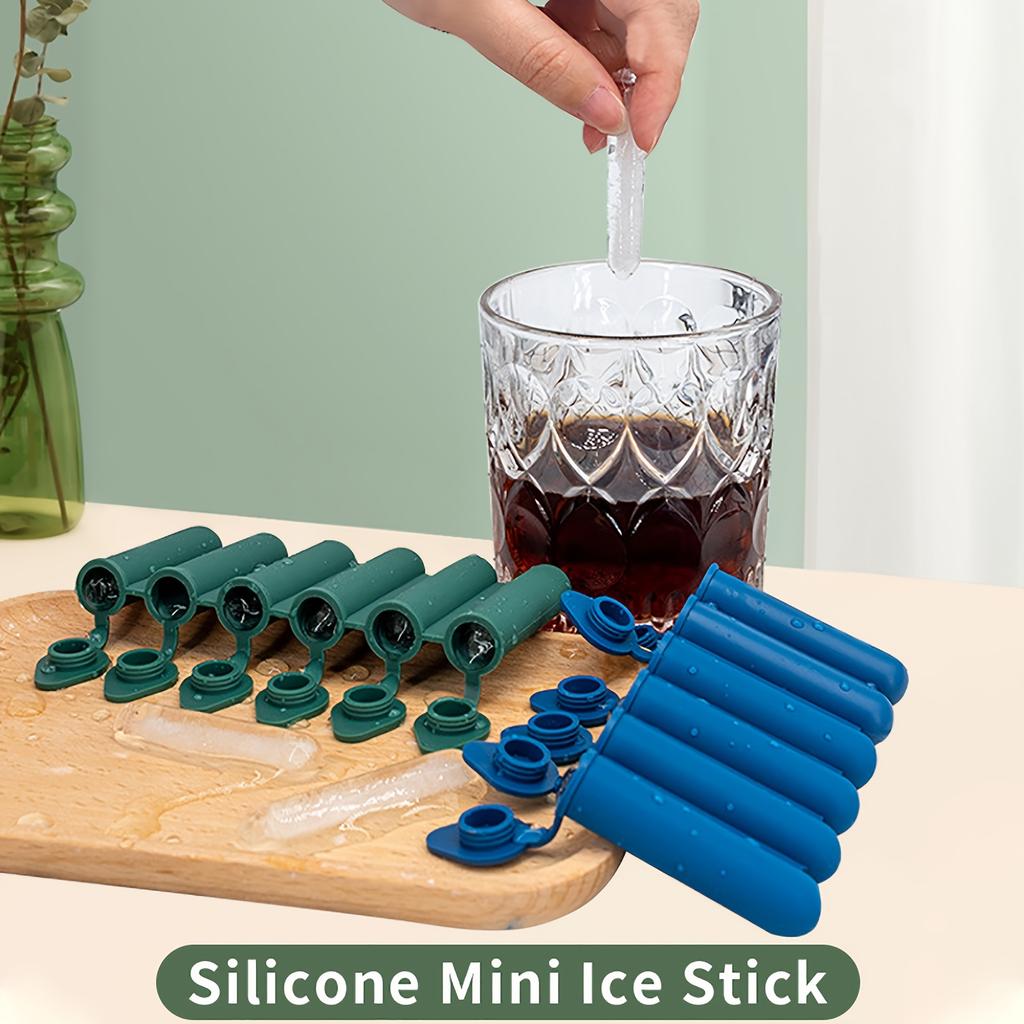 5 Pack Silicone Ice Cube Tray with Lid, Long Shape 6 Holes Ice Cube Molds, Ice Maker Flexible , Easy Release Ice Tray with Spill-Resistant Cover