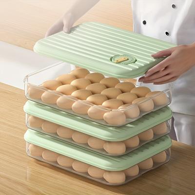 24 Grid Eggs Holder With Lid Stackable Freezer Storage Organizers Egg Storage Container Plastic Egg Carton Kitchen Storage Box