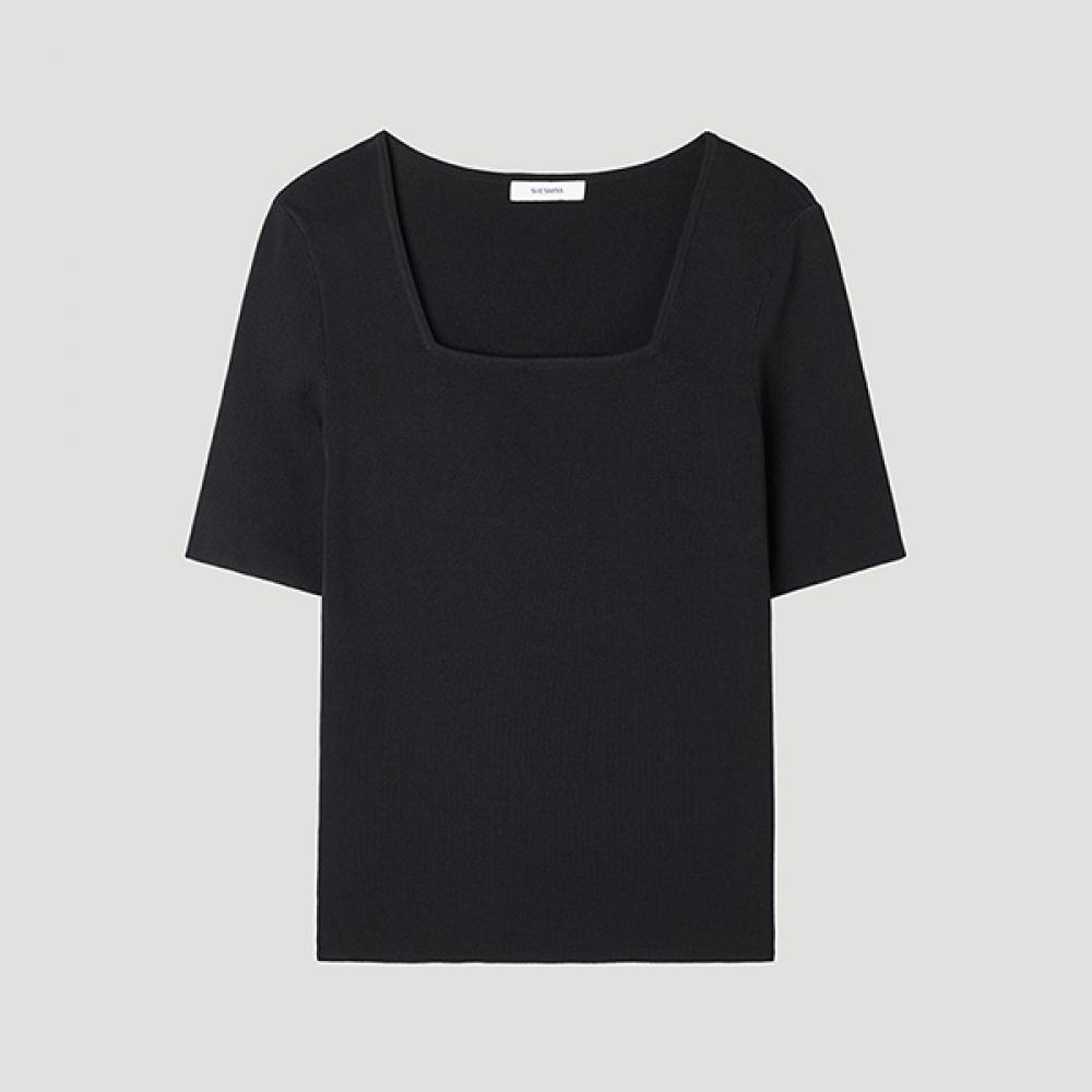 

[She S miSS] Square Neck Rib Knit Top SSkpop22210 Bk blacks/55