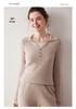 Elegant Two-Piece Look POLO Collar Cashmere Sweater for Women - Autumn/Winter 2025 Collection, Color Block Knit Lapel Base Layer Top