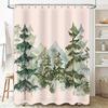 Forest Landscape Shower Curtain Nature Trees Mountain Backdrop Scenic Bathroom Decor Rustic Woodland Shower Curtain Greenery Bac