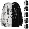 Damen Langarm Pullover mit Halloween-Print, Lässiges Rundhals Strickoberteil