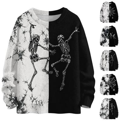 Suéter de Manga Larga para Mujer con Estampado de Halloween, Top de Punto Casual con Cuello Redondo