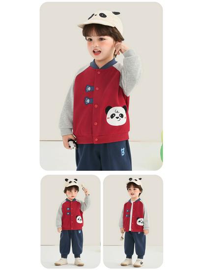 Kaka Panda Kids' Spring Baseball Jacket - Trendy Casual Top for Boys and Girls