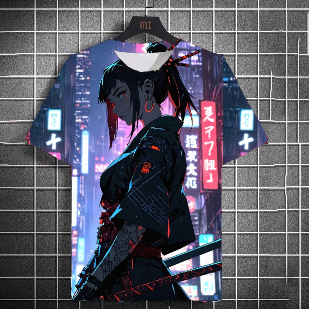 2025 New Men's Samurai Katana Tattoo Girl T-Shirt Street 3D Print Unisex Personality Anime Tee Summer Women Short Sleeve Y2k Top