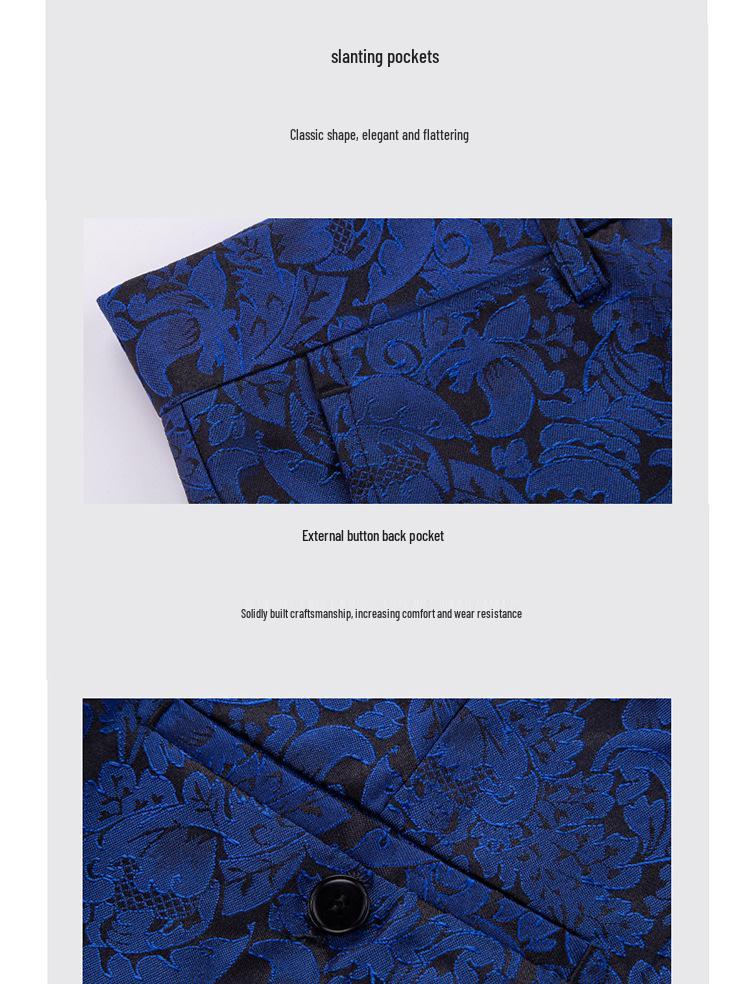 Men's Cross-border Hot-selling Jacquard Two-piece Evening & Business Casual Suit.