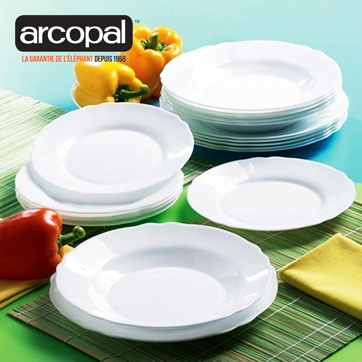 Arcopal Louis XV 18pc Dinner Set Opal White Plates Set белый