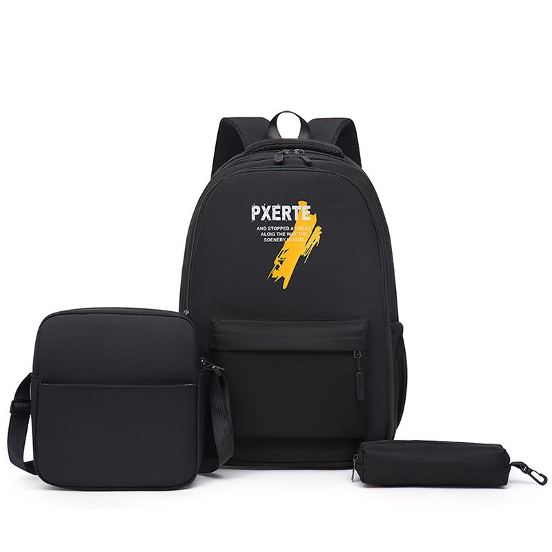 Three-Piece Backpack Set Student Large Capacity School Bag Men Women Travel Backpack with Pen Bag