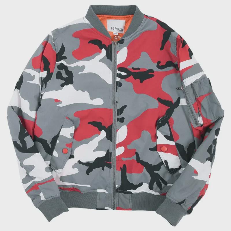 Męska kurtka pilotka MA1 w kamuflażu: Modna kurtka bejsbolowa inspirowana Siłami Powietrznymi USA na jesień/zimę