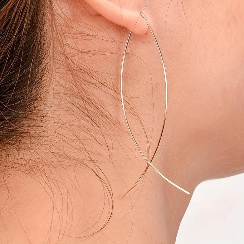 1 Pair Simple Classic Iron Drop Earring Chic Threader Fish Line Cross Design, Fashionable Dangle Earrings
