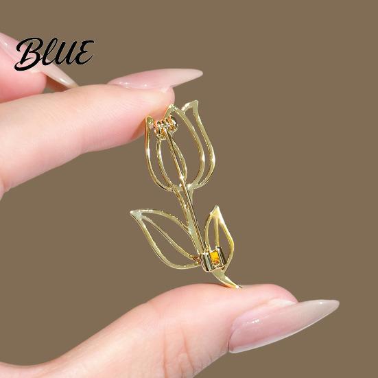 Jewelry Gift Brooch Hollow Tulip Design Anti-Wear Lapel Pin Sweaters