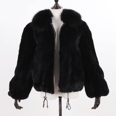 Neu Frauen Winter Dicke Natürliche Echt Rex Kaninchen Pelzmantel Dame Warme Qualität 100% Echtem Rex Kaninchen Pelz Jacke Mit Fuchs Pelz kragen