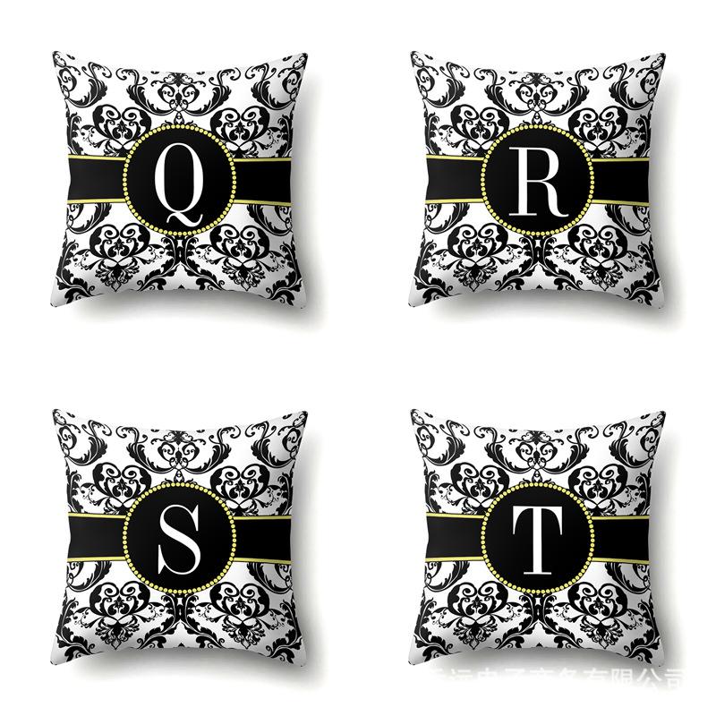 Polyester Pillow Case Home Decoration Geometric Print 26 English Letters Bedside Cushion Cover