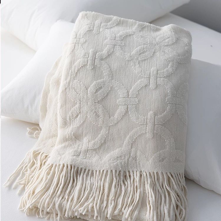 American Vintage Πλεκτή Κουβέρτα Κρεβατιού & Ριχτάρι Καναπέ - Μακρύ Καφέ Κάλυμμα με Σκανδιναβικό Μινιμαλιστικό Σχέδιο