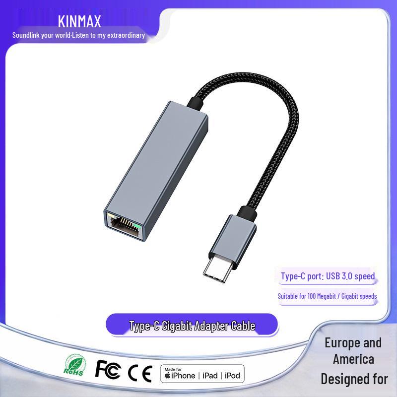 USB-zu-Ethernet-Adapter, Typ-C-Gigabit-Netzwerkkarte für Tablets und Telefone
