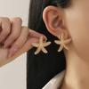 Trendy Gold Color Simulated Starfish Stud Earrings for Women Exquisite Small Star Pearl Earring Summer Beach Daily Jewelry