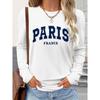Paris France Print Long Sleeve Women Fall Tops Comfort Breathable Daily Leisure Sport Casual Shirts