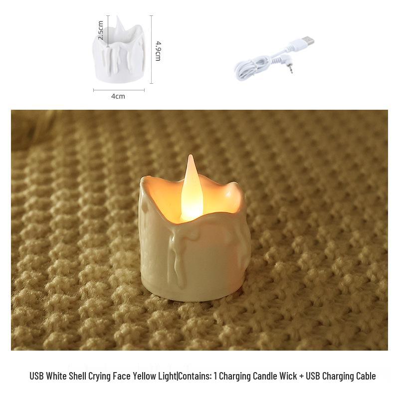

Rechargeable LED Crying Candle Light with Remote Control - Perfect for Halloween & Christmas Decor