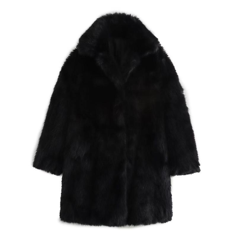 

Winter Faux Fur Fashion Coat for Women - European & American Style M чёрный