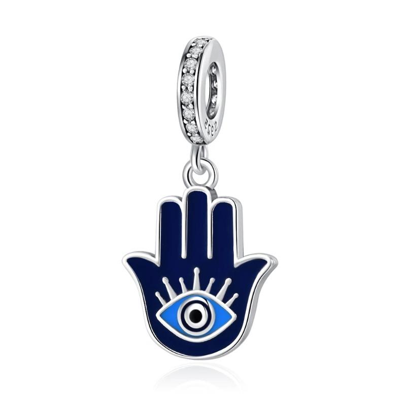 925 Silver Eye of Greece Devil Pendant Charm Bead for DIY Women Jewelry Bracelet Necklace