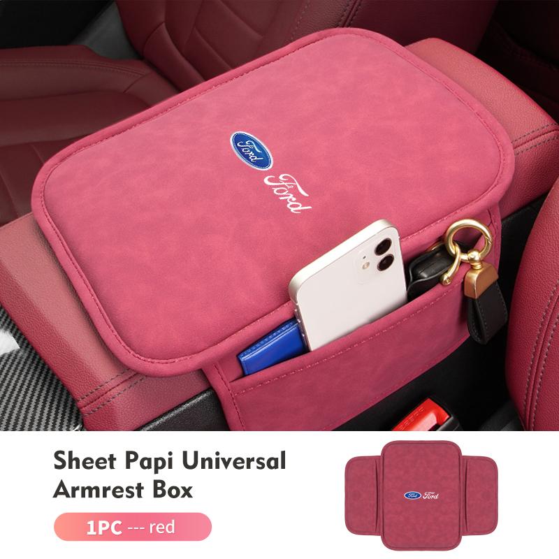 AKP1 Car Armrest Box Mat With Side Pockets Vehicle Armrest Storage Cushion For Ford Escape Ecosport Fusion Explorer Expedition Taurus