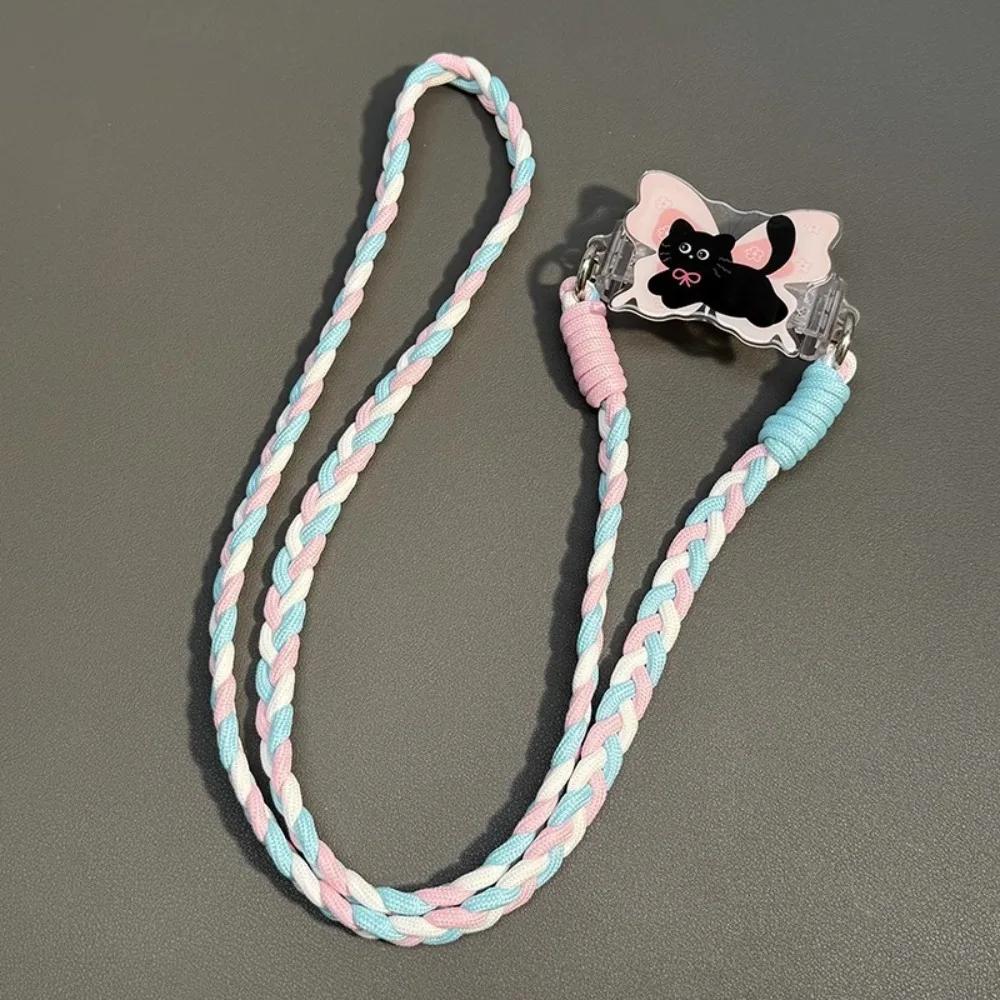Cartoon Dog Rabbit Phone Crossbody Chain Stand Back Clip Holder Detachable Neck Strap Hanging Rope Adjustable