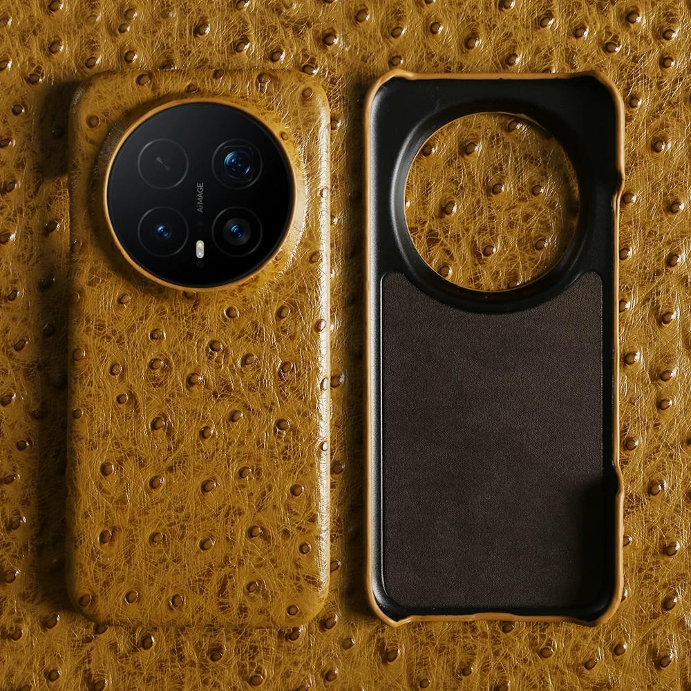 Genuine Ostrich Leather Phone Case for Honor Magic 8 Pro Premium Business Slim Half Wrap Luxury Shockproof Cover for Magic 7 Pro 6 Pro