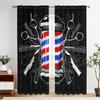 Barber Shop Curtain, Vintage Hair Salon Blackout Curta, Scissors Comb Decor Drapes, Men'S Room Barbershop Decor, 2 Panels