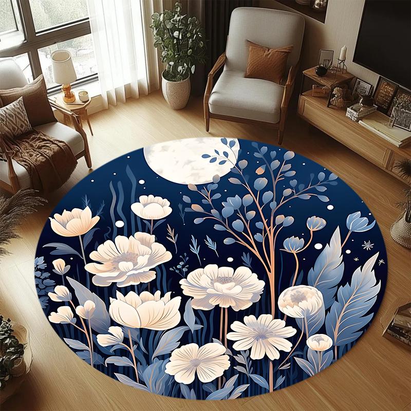 

Сине-зеленый коврик-мат с гибискусами, ковер, домашний декор, гостиная, спальня, декор пола, винтажный цветочный стиль, нескользящие коврики 40x40cm