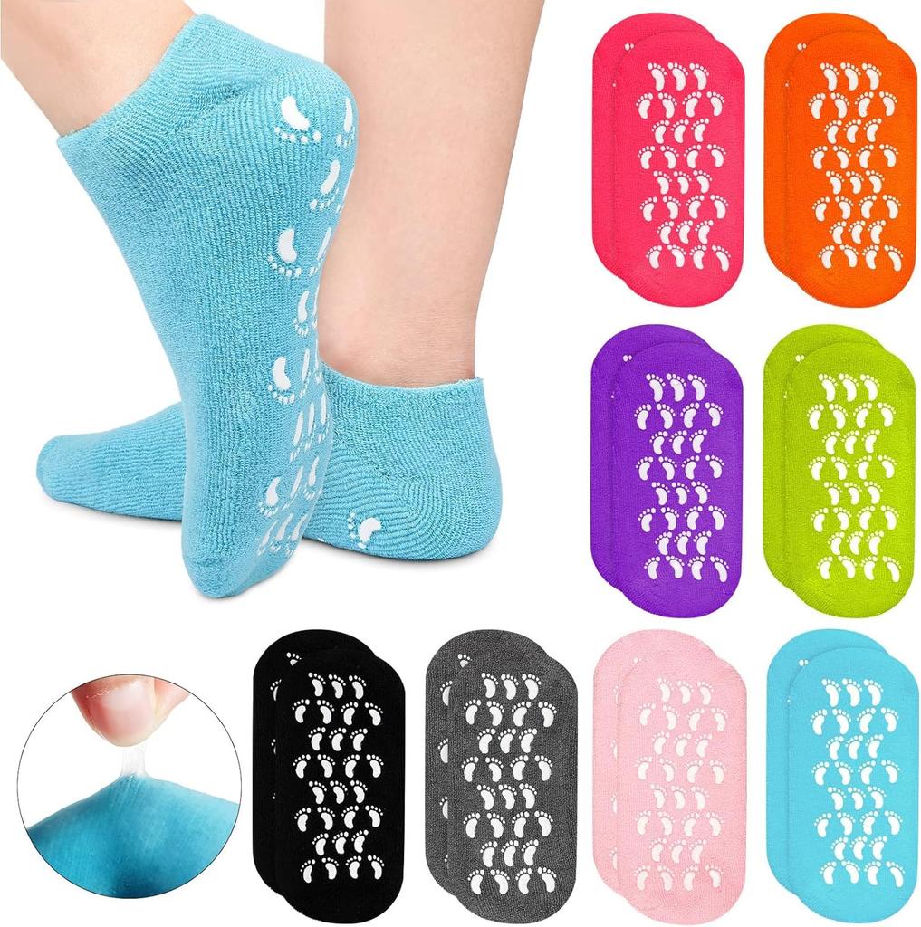 Iktu Moisturizing Gel Socks & Gloves Set Combo Hands Feet Skin Whitening Care Beauty Spa Treatment Hydrating Cool Soft Cotton Heel Booties Socks