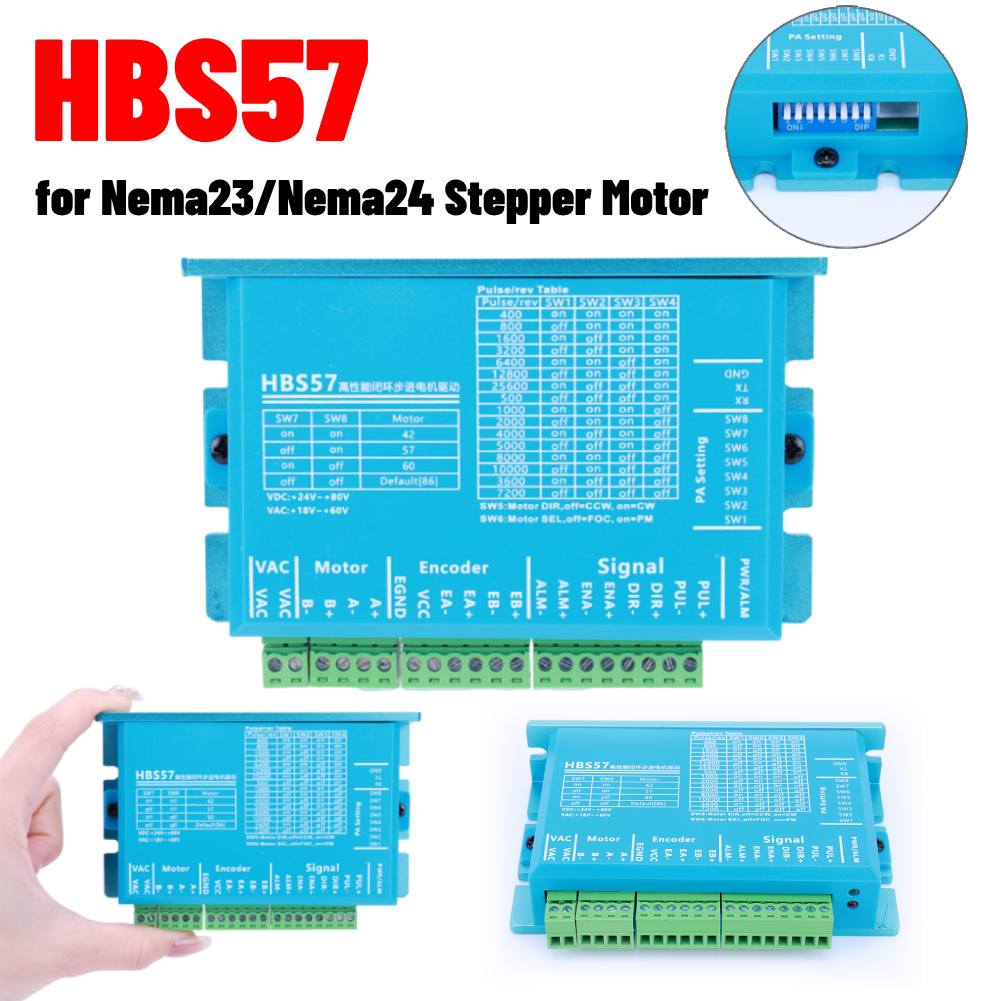 HBS57 Stepper Motor Driver 0-200kHz Stepper Motor Driver Controller Encoder 1000 Lines 2-Phase for Nema23/Nema24 Stepper Motor