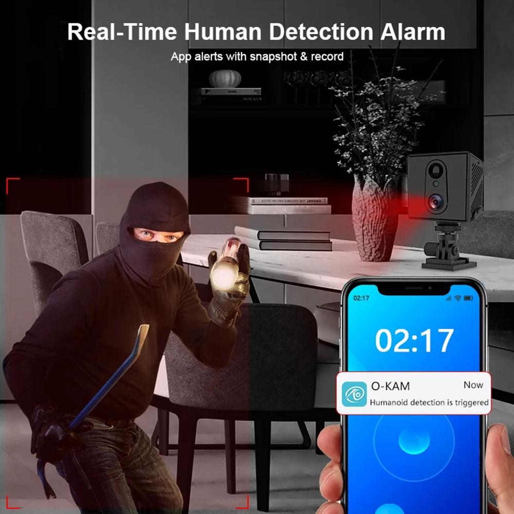 5MP Mini Kamera 4G SIM Karta WiFi Kamera Detekce Pohybu Osob Noční Vidění Bezpečnostní CCTV Dohledová Videokamera Záznamník Videa