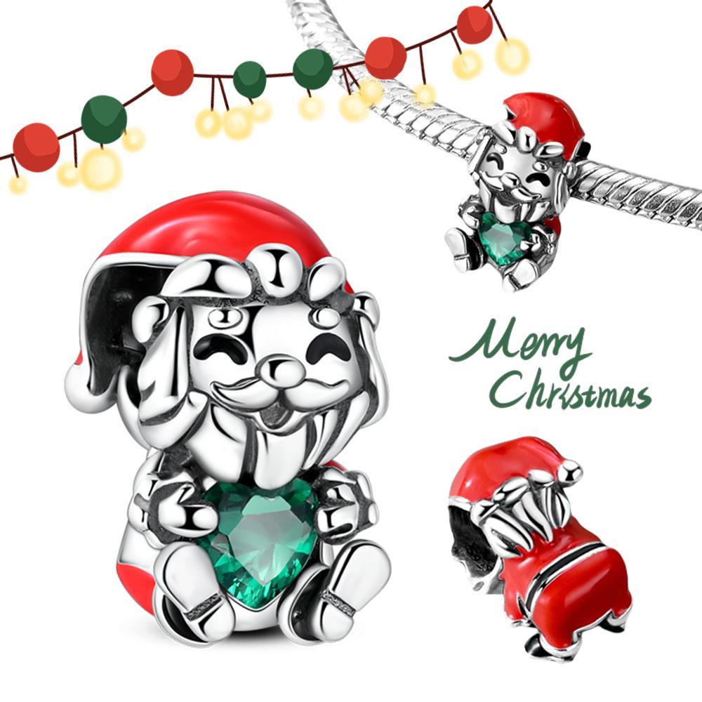 Copper Cute Apple Deer Skewer Decoration Charm Pendant Fit The Brand'S Diy Bracelet Women Christmas Charms For Jewelry Gifts