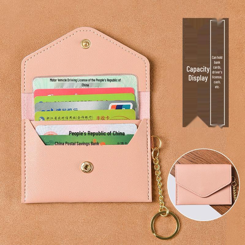 Women's Ultra-Thin Card Holder & Coin Purse Keychain - Compact Multifunctional ID & Business Card Organizer