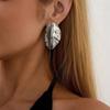 Ingemark Vintage Gold Color Pleated Leaf Stud Earrings Women Exaggerated Irregular Metal Earrings Wedding Banquet Party Jewelry