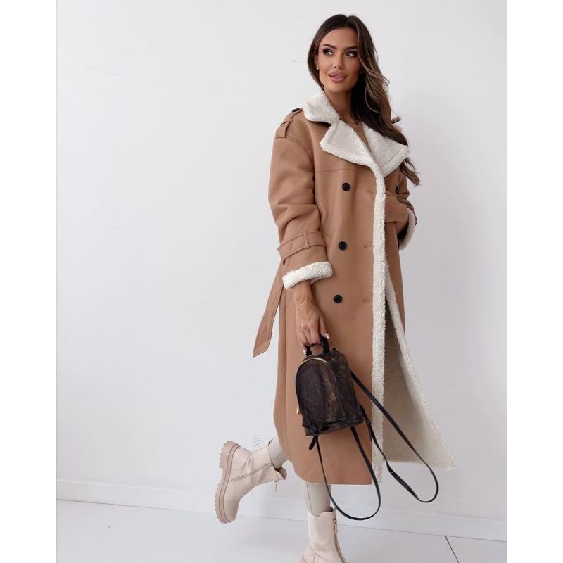 Autumn and Winter New Double Wear Collar Lapel Long Coat