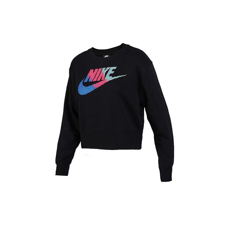 Nike Women s Sportswear Crew Neck Pixel Logo Sweatshirt Black BV2801-010 S