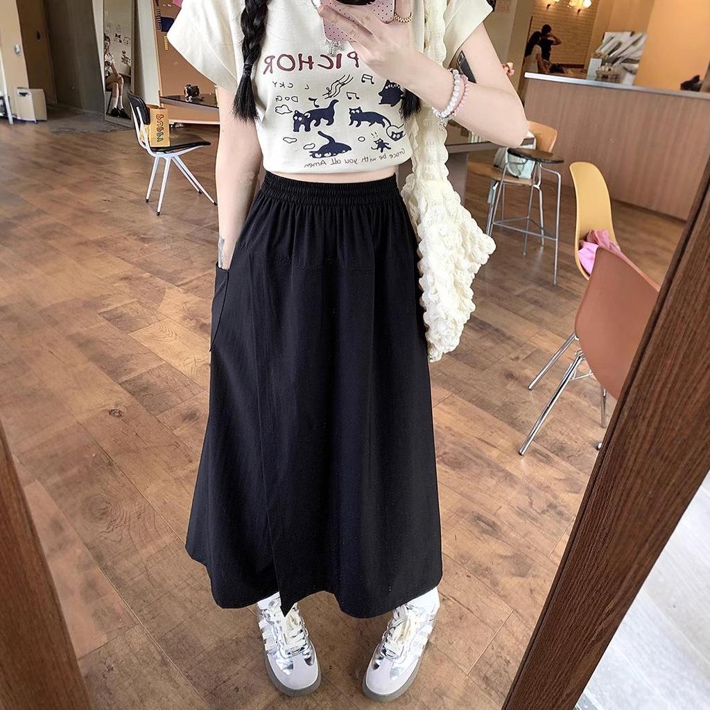 Summer High Waist A-Line Workwear Skort for Women – 2025 New Petite, Loose Slimming, Mid-Length Design