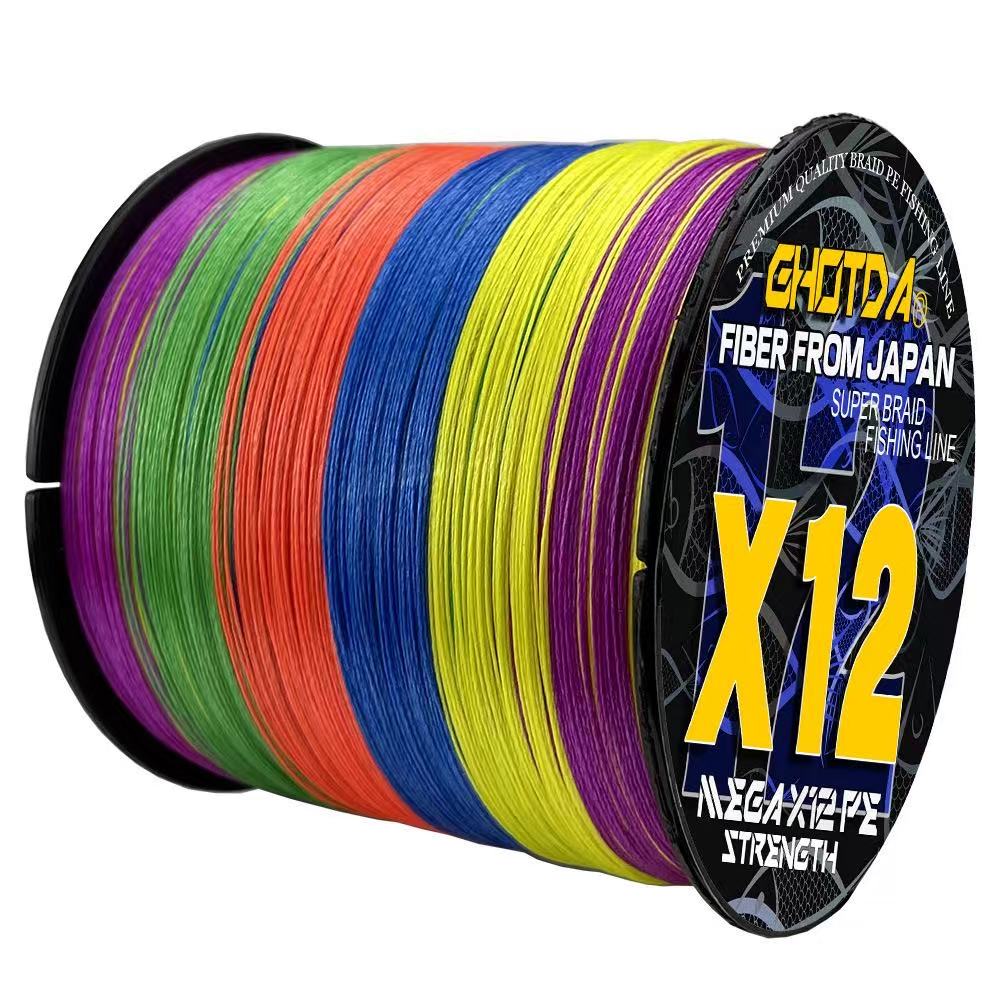 Filo da Pesca Intrecciato di Alta Qualità a 12 Fili 300m Super Resistente all'Abrasione Filo da Pesca in PE Filo Intrecciato Super Liscio