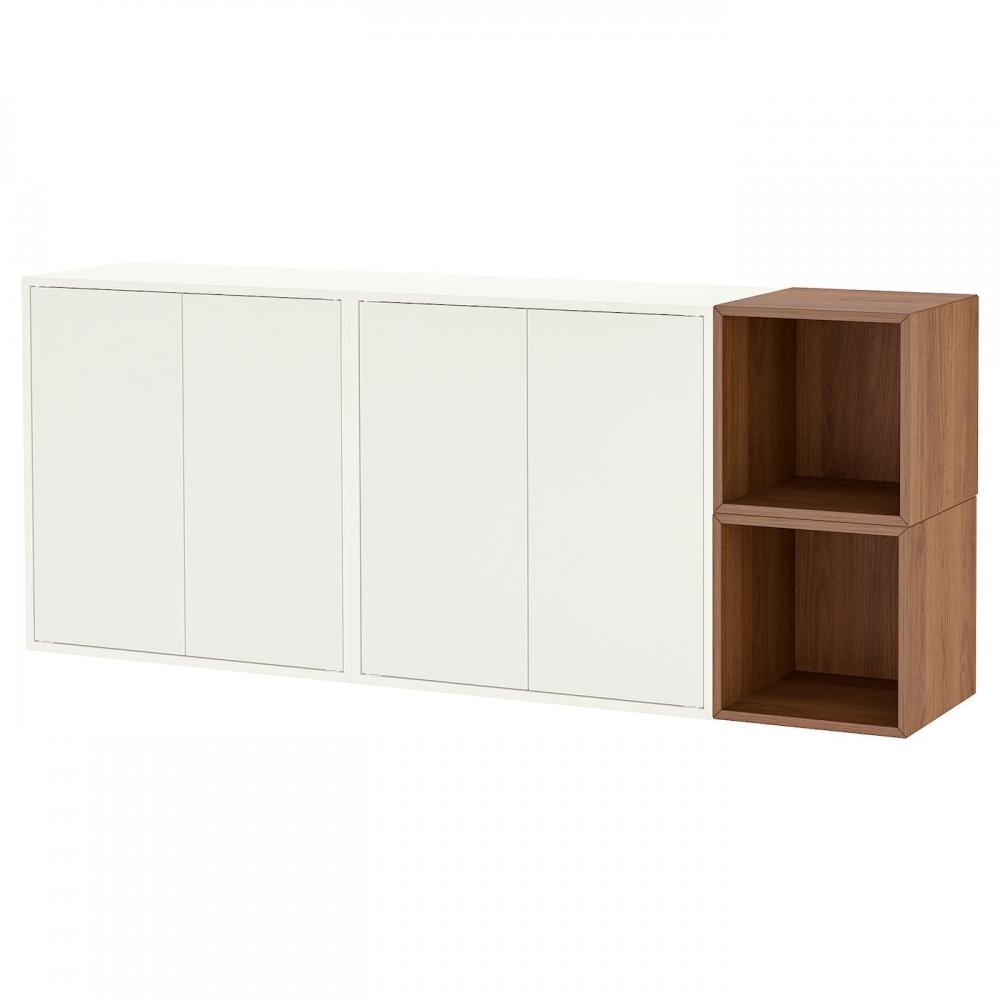 

IKEA EKET wall storage combination white walnut wood pattern 175x35x70 cm