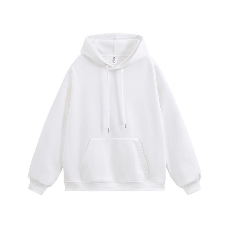 Women's Plus Velvet Thickened 450g Silver Fox Hoodie - Warm, Casual, Loose Fit, Solid Color for Autumn & Winter.