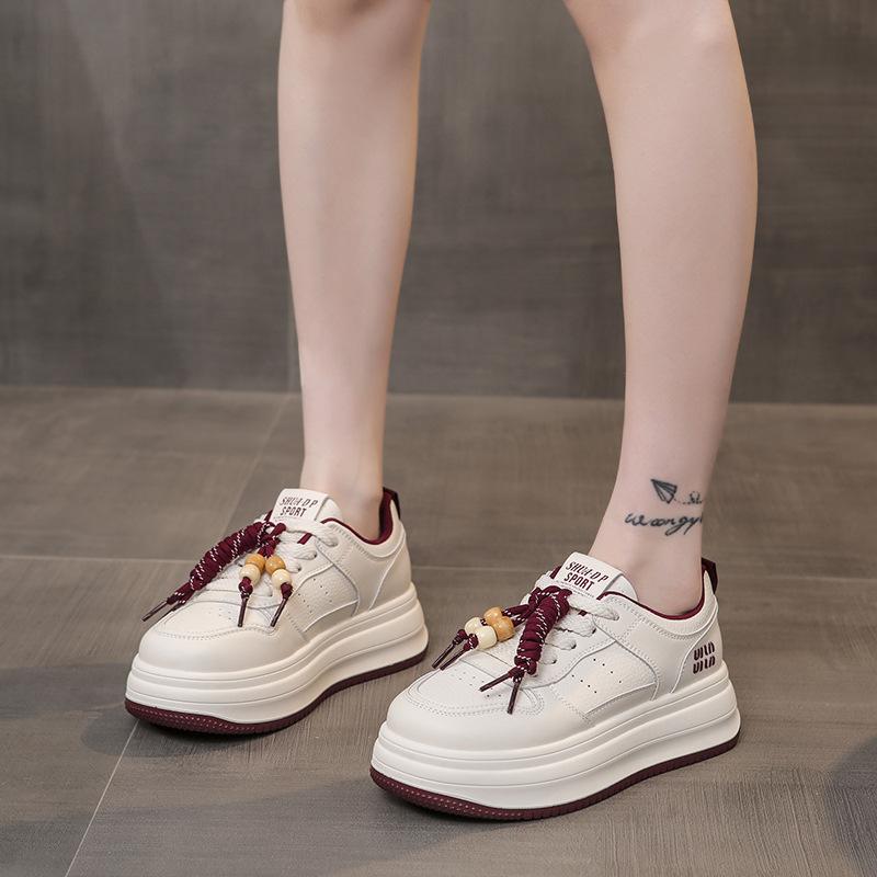 Platform White Shoes Women's Early Autumn New Versatile Casual Sports Shoes Small Height-increasing Breadboard Shoes