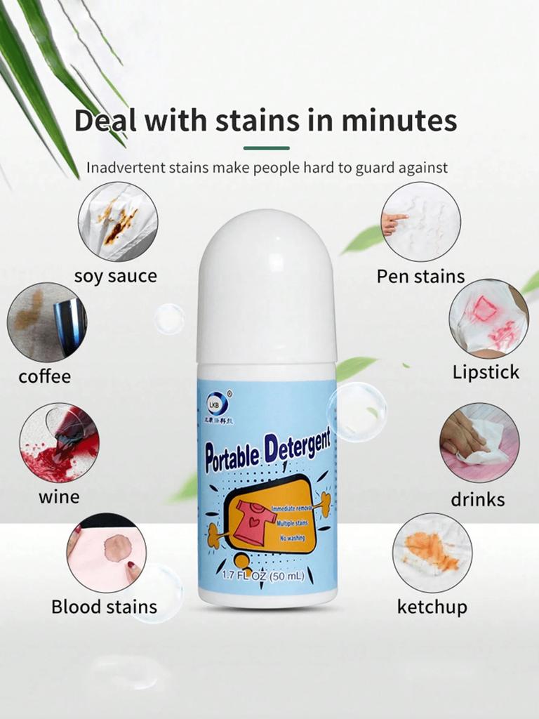 50ml Clothing Stain Removal Rolling Bead Portable Washing-Free Emergency Fast Clear Cleaner for Small Greasy Filth on T-Shirt