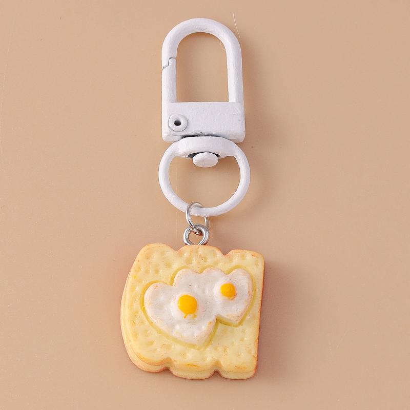 Cute Resin Simulation Food Keychain Bread Sandwich Key Ring Pendant for Key Holder Women Girls Handbag Decor Jewelry Gift